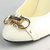 White Patent Leather Pump with Gold Hardware Logo