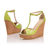 Olive Leather T-shape Platform Pump Sandal