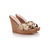 Beige Snake Skin Leather Leather Wedge Pump Slipper