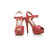 Red Suede Snake Skin Leather Peep Toe Platform Pump Sandal