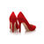 Red suede leather metal point head pump