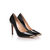 Black leather metal point head pump