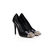 Black patent leather metal studs pointed head pump