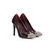 Claret patent leather metal studs pointed head pump