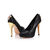 Lizard pattern black suede leather pump