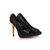 Black lizard suede leather peep toe pump