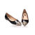 Black leather rivet metal toe flat