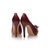 Claret leather bow-tie peep toe pump