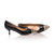 Black leather rivet metal toe pump