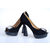 Black Suede Leather Diamond Peep Toe Pump