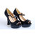 Black Patent Leather Peep Toe Mary Jane Pump