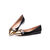 Black patent leather golden point head flat