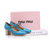 Blue Patent Leather T Shape Diamond Heel Mary Janes Pump