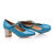 Blue Patent Leather T Shape Diamond Heel Mary Janes Pump