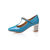 Blue Patent Leather T Shape Diamond Heel Mary Janes Pump