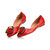 Red Patent Leather Metal Square Logo Ballerina