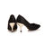 Black Satin Pointed Pump with Diamond Square Logo