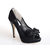 Black Lace Bow Tie Peep Toe Pump