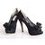 Black Lace Bow Tie Peep Toe Pump