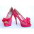 Red & Rose Lace Bow Tie Peep Toe Pump