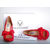 Red & Rose Lace Bow Tie Peep Toe Pump