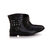 Black Leather Rivet Short Boots