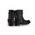 Black Leather Rivet Short Boots