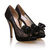 Black Lace Bow-tie Peep Toe Pump