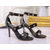 Black leather 3 straps pump sandal