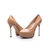 Beige patent leather platform pump