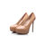 Beige patent leather platform pump