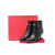 Black leather rivet buckle strap point head short boots