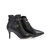 Black leather rivet buckle strap point head short boots