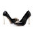 Black patent leather point head pump