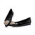 Black patent leather point head flat