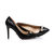 Snake pattern suede leather metal bow-tie pump