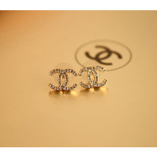 Double C Logo with Rhinestone Earrings