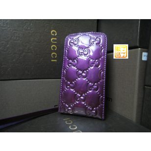 Patent Leather GG Embossed Iphone Cover ( Long Direction Open)