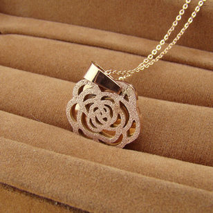 Rose Gold Camellia Pendant Necklace