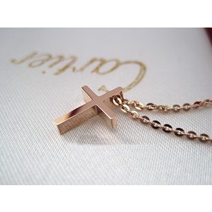 Rose Gold Small Cross Charm Necklace