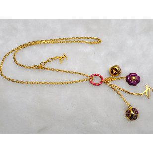 Dice Long Pendant Gold Metal Finish  Necklace