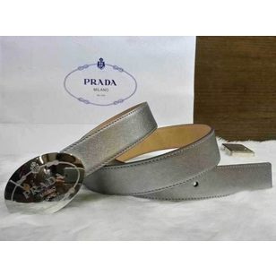 Pewter Saffiano Leather Belt