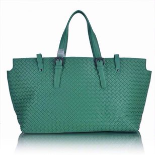 Green leather tote