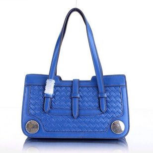 Blue leather satched