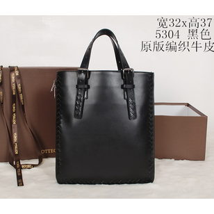 Black woven leather edge tote