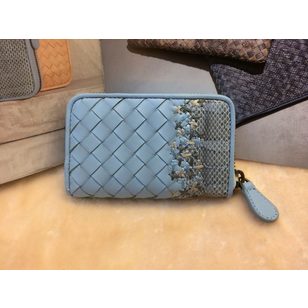 Woven Lamb skin leather small zipper wallet