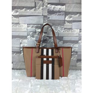 Classic check canvas tote bag