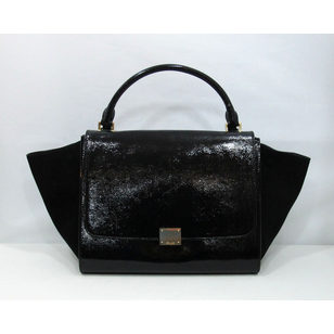 Small Trapeze Bag Crinkle Patent Black