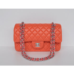 Orange Lamb Skin Leather 2.55 Classic flap bag (Nickel)