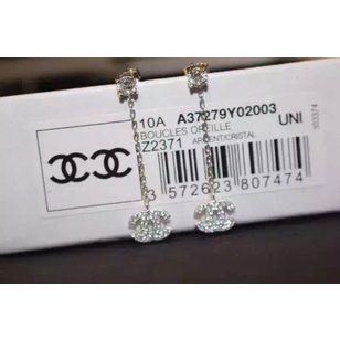 rhinestone mini double C pendant long earrings